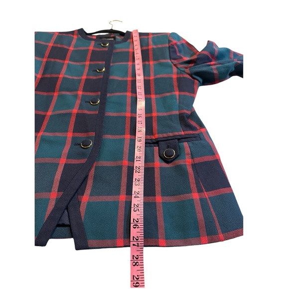 Vintage Executive Collection Red/Navy/Green Blazer Jacket Tailored Sz 14 - Picture 3 of 6